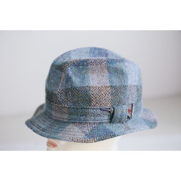 Brand NEW Failsworth Harris Tweed English Blue Plaid Unisex Wool Fedora Hat 7 - Picture 6 of 12